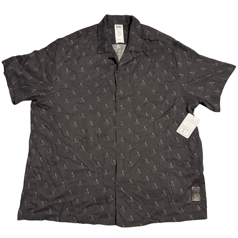 Star Wars Darth Vader Button Up Shirt Men XL Black All Over Print New NWT Disney